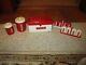 Vintage Ideal Red/white Plastic Toy Bread Box, 2 Canisters & 8 Spices Withholders
