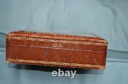 Vintage Il Mosaico Di Firenze Italy Embossed Leather Natural Stone Mosaic Box