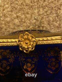 Vintage Imperia Limoges Cobalt Blue & 22k Gold Floral Trinket Box France