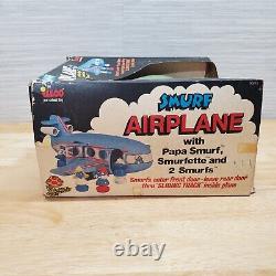 Vintage In Box 1983 ILLCO Smurf Blue Airplane PAPA SMURFETTE 2 Smurf Air