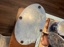 Vintage Incolay Stone Jewelry Boxes Pink And Blue With Double Facing Peacocks