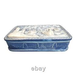 Vintage Incolay Stone Nautical Keepsake Box Castle Maritime Scene Pirate Storage