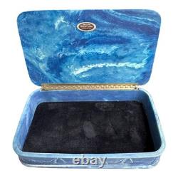 Vintage Incolay Stone Nautical Keepsake Box Castle Maritime Scene Pirate Storage