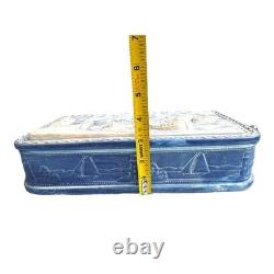 Vintage Incolay Stone Nautical Keepsake Box Castle Maritime Scene Pirate Storage
