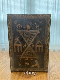 Vintage Indian Hand Carved Chest Box 9 Drawer Brass Fronts 17 Tall