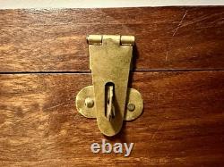 Vintage Indian Rosewood Brass Inlaid Tea Box. Hidden Drawer & Locking Pin