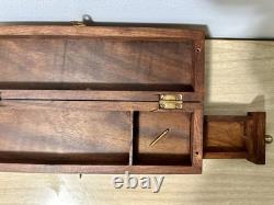 Vintage Indian Rosewood Brass Inlaid Tea Box. Hidden Drawer & Locking Pin