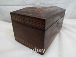 Vintage Inlaid Marquetry Trinket Dresser Wood Box Jewelry Treasure Chest Inlay
