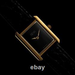 Vintage Inspired Tank Watch Ghost Dial, 18K Gold Plated, Gift Ready