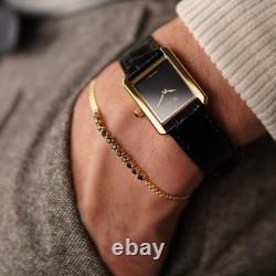 Vintage Inspired Tank Watch Ghost Dial, 18K Gold Plated, Gift Ready