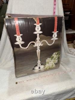 Vintage International Silver Company silver-plated 3-light candelabra NEW IN BOX