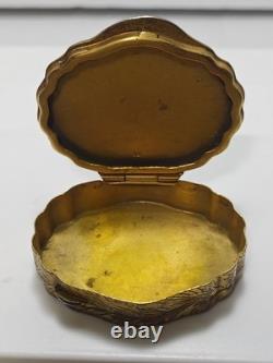 Vintage Italian 800 Silver Turquoise Enamel Ornate Hinged Trinket Pill Snuff Box