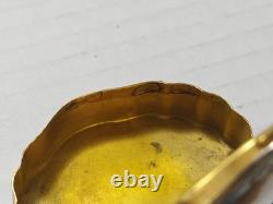 Vintage Italian 800 Silver Turquoise Enamel Ornate Hinged Trinket Pill Snuff Box