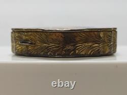 Vintage Italian 800 Silver Turquoise Enamel Ornate Hinged Trinket Pill Snuff Box