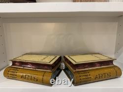 Vintage Italian Florentine Book Boxes Set of 2 Hand Painted Gilt Decorative