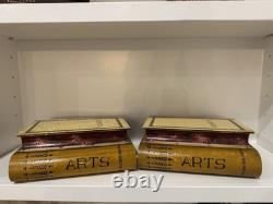 Vintage Italian Florentine Book Boxes Set of 2 Hand Painted Gilt Decorative