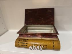Vintage Italian Florentine Book Boxes Set of 2 Hand Painted Gilt Decorative
