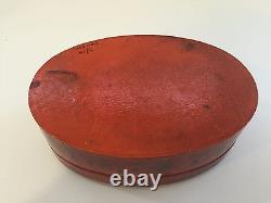 Vintage Italian Hand Painted Lidded Oval Lacquer Trinket Box, 7 1/2 x 5 1/4