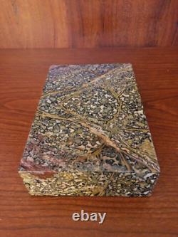 Vintage Italian Hinged Box Fabricated from Ocean Jasper Hard Stone Circa 1970