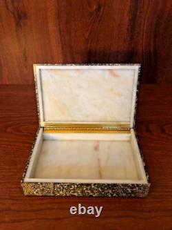 Vintage Italian Hinged Box Fabricated from Ocean Jasper Hard Stone Circa 1970