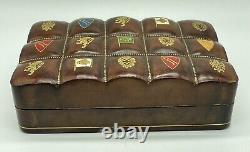 Vintage Italian Jewelry Box in Quilted Design Leather Circa 1950's Card Box Rare