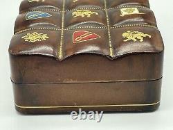 Vintage Italian Jewelry Box in Quilted Design Leather Circa 1950's Card Box Rare