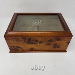 Vintage Italian Osvaldo Agresti Burlwood Watch/Jewelry Box With Crystal Lid