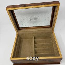 Vintage Italian Osvaldo Agresti Burlwood Watch/Jewelry Box With Crystal Lid