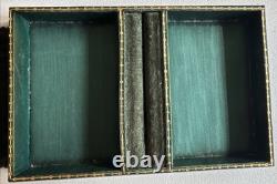 Vintage Italian Tooled Leather Gold Gilt Card Box With Key