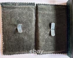 Vintage Italian Tooled Leather Gold Gilt Card Box With Key