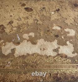 Vintage Italian Tooled Leather Gold Gilt Card Box With Key