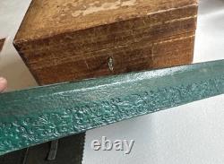 Vintage Italian Tooled Leather Gold Gilt Card Box With Key