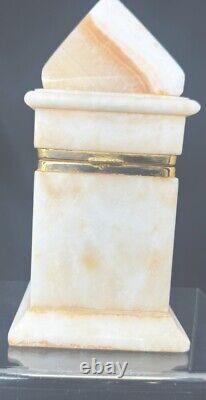 Vintage Italian White Marble And Brass Hinged Trinket/cigarette Holder Box