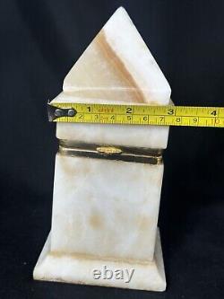 Vintage Italian White Marble And Brass Hinged Trinket/cigarette Holder Box