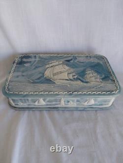 Vintage J W ROBERTS Incolay Stone Jewelry Box 1970's Senators Wife Gifted Ships