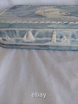 Vintage J W ROBERTS Incolay Stone Jewelry Box 1970's Senators Wife Gifted Ships