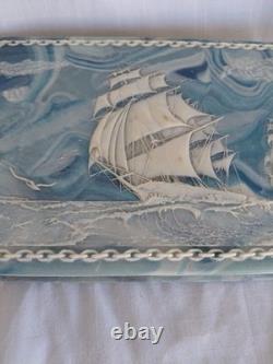 Vintage J W ROBERTS Incolay Stone Jewelry Box 1970's Senators Wife Gifted Ships