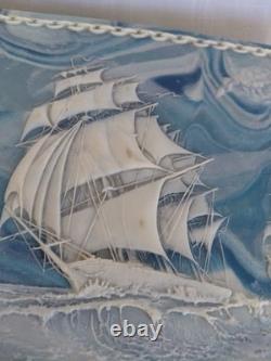 Vintage J W ROBERTS Incolay Stone Jewelry Box 1970's Senators Wife Gifted Ships