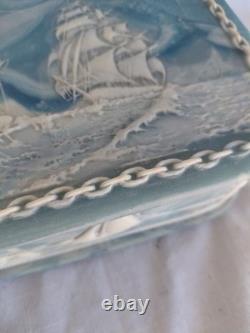 Vintage J W ROBERTS Incolay Stone Jewelry Box 1970's Senators Wife Gifted Ships