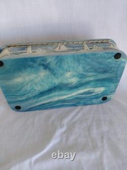 Vintage J W ROBERTS Incolay Stone Jewelry Box 1970's Senators Wife Gifted Ships