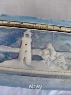 Vintage J W ROBERTS Incolay Stone Jewelry Box 1970's Senators Wife Gifted Ships