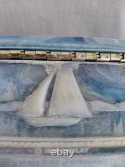 Vintage J W ROBERTS Incolay Stone Jewelry Box 1970's Senators Wife Gifted Ships
