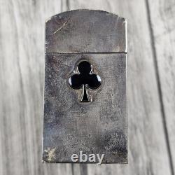 Vintage Japan 970 Silver Enamel Playing Card Trinket Box Bamboo Bird 198g Total