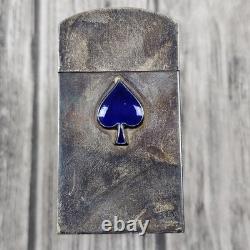 Vintage Japan 970 Silver Enamel Playing Card Trinket Box Bamboo Bird 198g Total