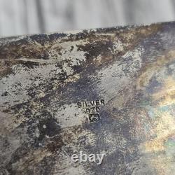 Vintage Japan 970 Silver Enamel Playing Card Trinket Box Bamboo Bird 198g Total