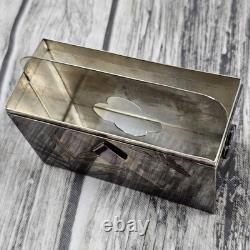 Vintage Japan 970 Silver Enamel Playing Card Trinket Box Bamboo Bird 198g Total