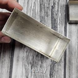 Vintage Japan 970 Silver Enamel Playing Card Trinket Box Bamboo Bird 198g Total