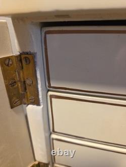 Vintage Japanese Antique Cream Lacquer Jewelry Box Birds & Flower Trees, Brass