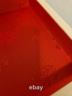 Vintage Japanese Antique Cream Lacquer Jewelry Box Birds & Flower Trees, Brass