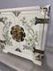 Vintage Japanese Antique White Lacquer Jewelry Box, Huge Gold Painted Birds &